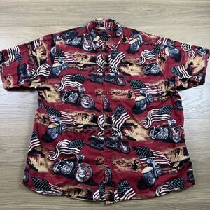 North River Outfitters Shirt Men XL Red Patriotic Independece Biker Motorcycle